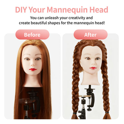 24"/28" Hairdressing Styling Mannequin Doll Salon Training Hair Clamp Professional