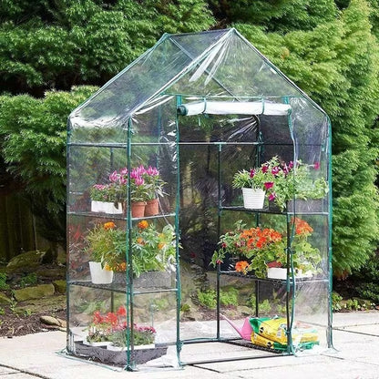 Parkland 143 x 73 x 195Cm Size - 3 Tier Complete Walk In Greenhouse Cold Frame with Weatherproof Clear PVC Cover, 4 Shelves, Roll-Up Zipped Door - Premium Quality Growhouse For Garden, Plants and Outdoor