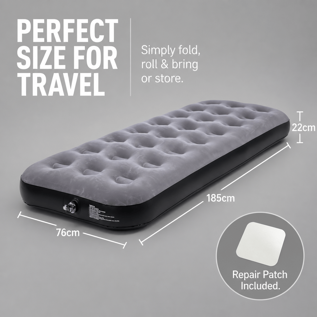 Air Bed with Single Pump Flocked Inflatable Camping - product gallery image 6
