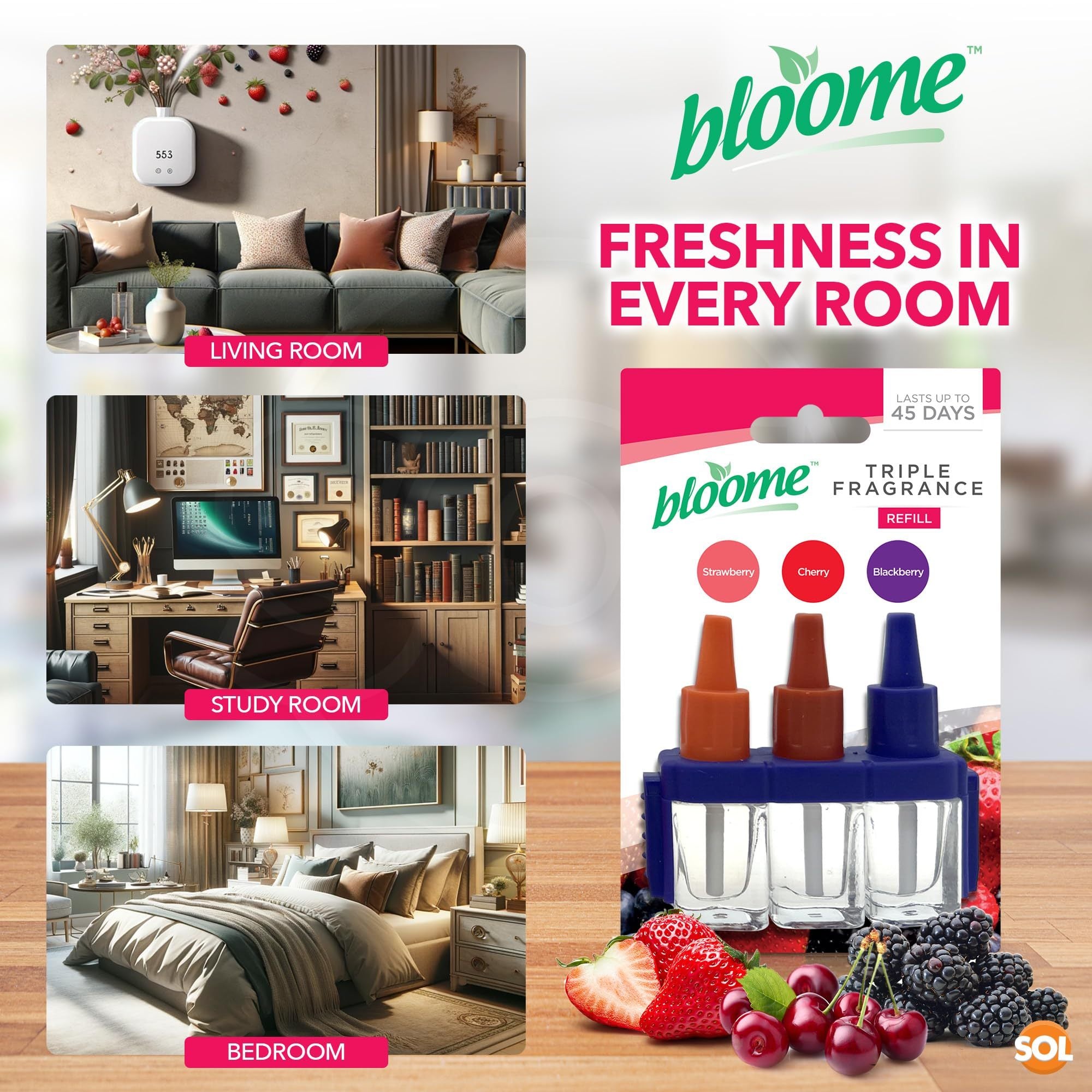 Air Freshener with 15 Pack, 15pk, SOL Triple Berry Plug-In Refills - product gallery image 4