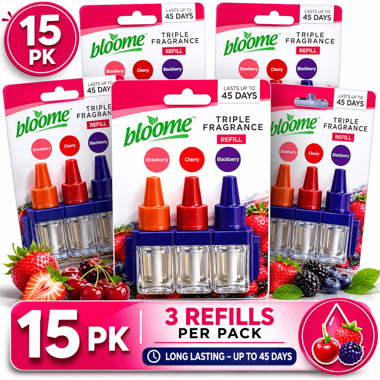 Air Freshener with 15 Pack, 15pk, SOL Triple Berry Plug-In Refills
