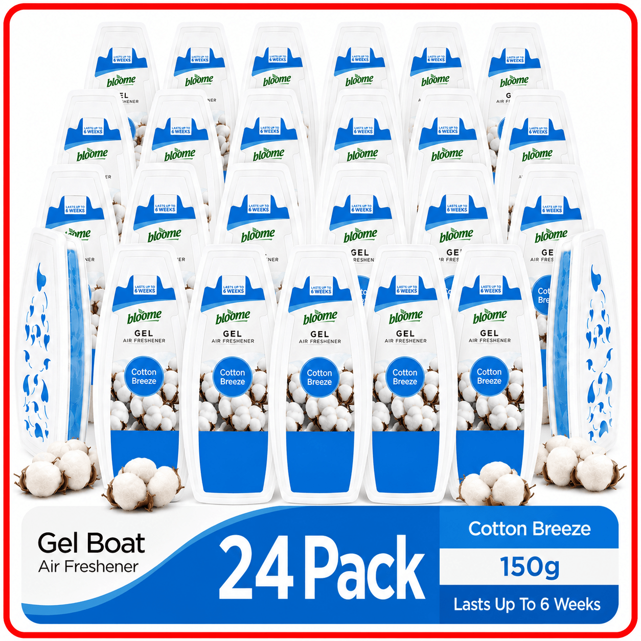 Air Freshener with 150g, Cotton, 24 Pack, 24pk, Gel Cotton Breeze Long Lasting Room