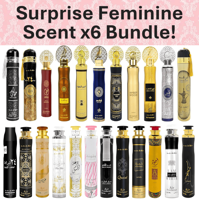 Air Freshener with 300ml, 6pcs, 6 Pack, 6pcs Arabian Dubai Fresheners, Feminine Scents