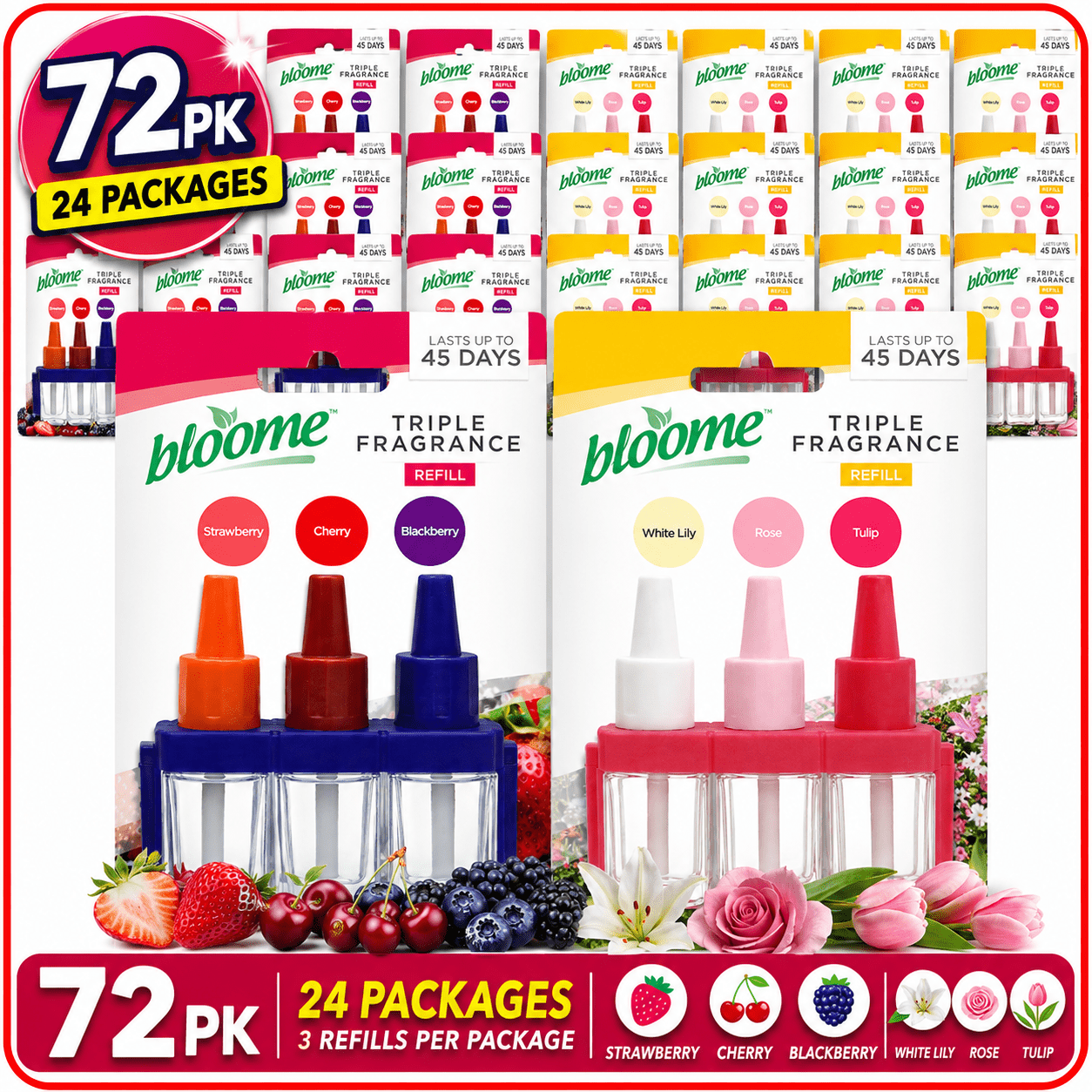 Air Freshener with 72pk-Mixed Fragrance Plug-In Refills 72-Pack