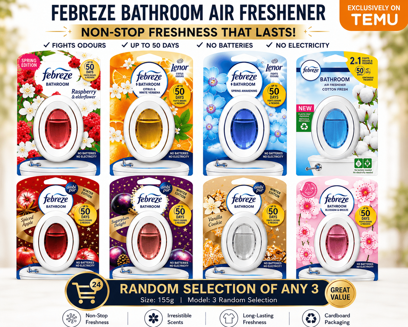 Air Freshener with Cotton, Random selection of Fresh Febreze Bathroom - product gallery image 2