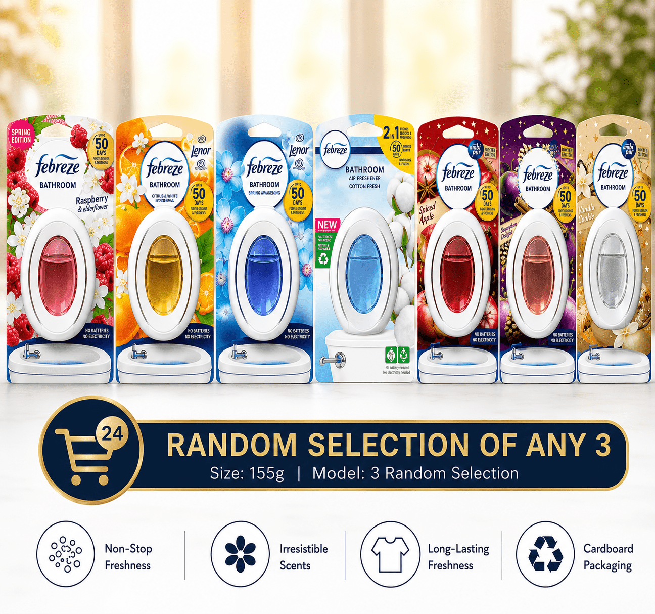Air Freshener with Cotton, Random selection of Fresh Febreze Bathroom - product gallery image 3