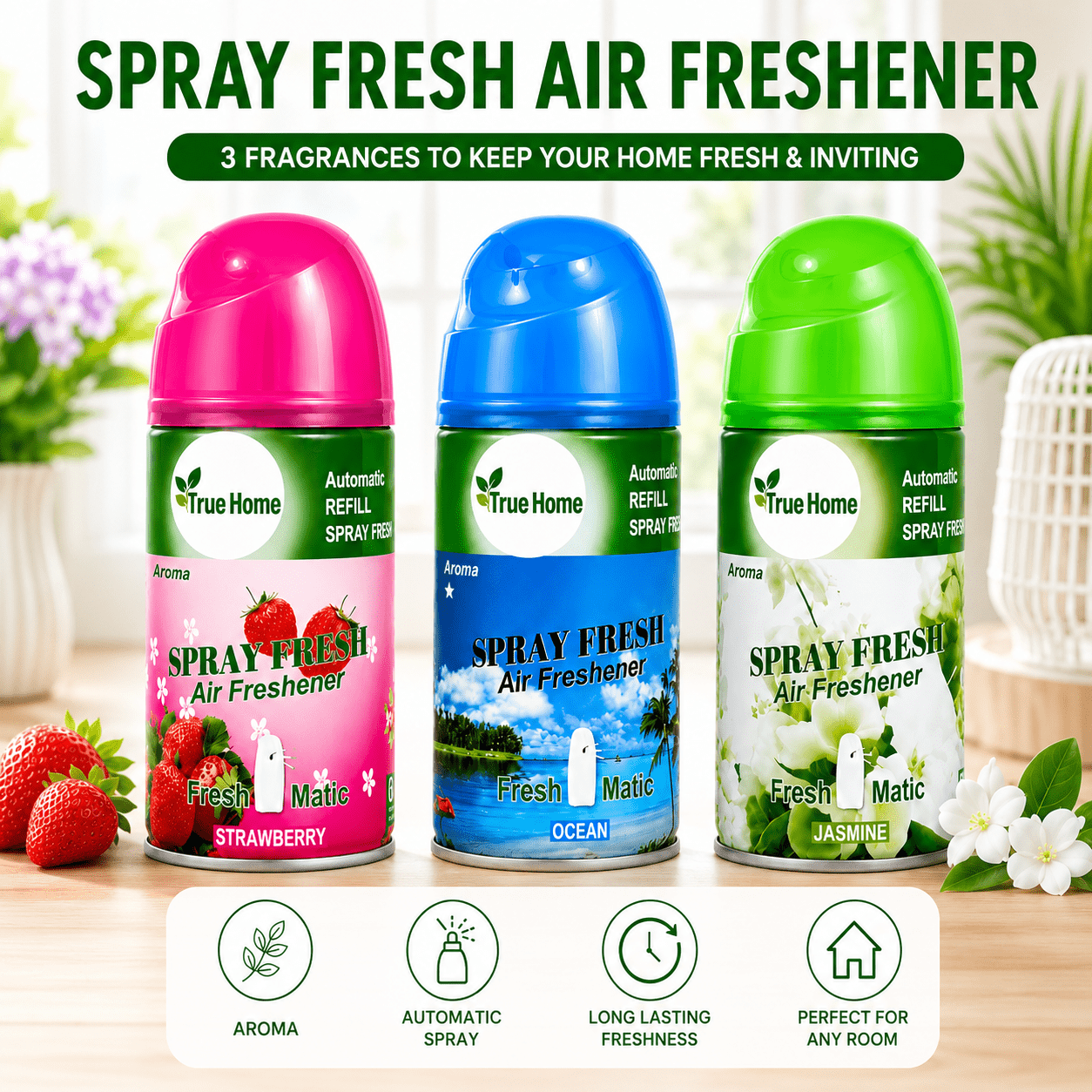 Air Freshener with Mix, True Home Refills Fragrance Spray Cans