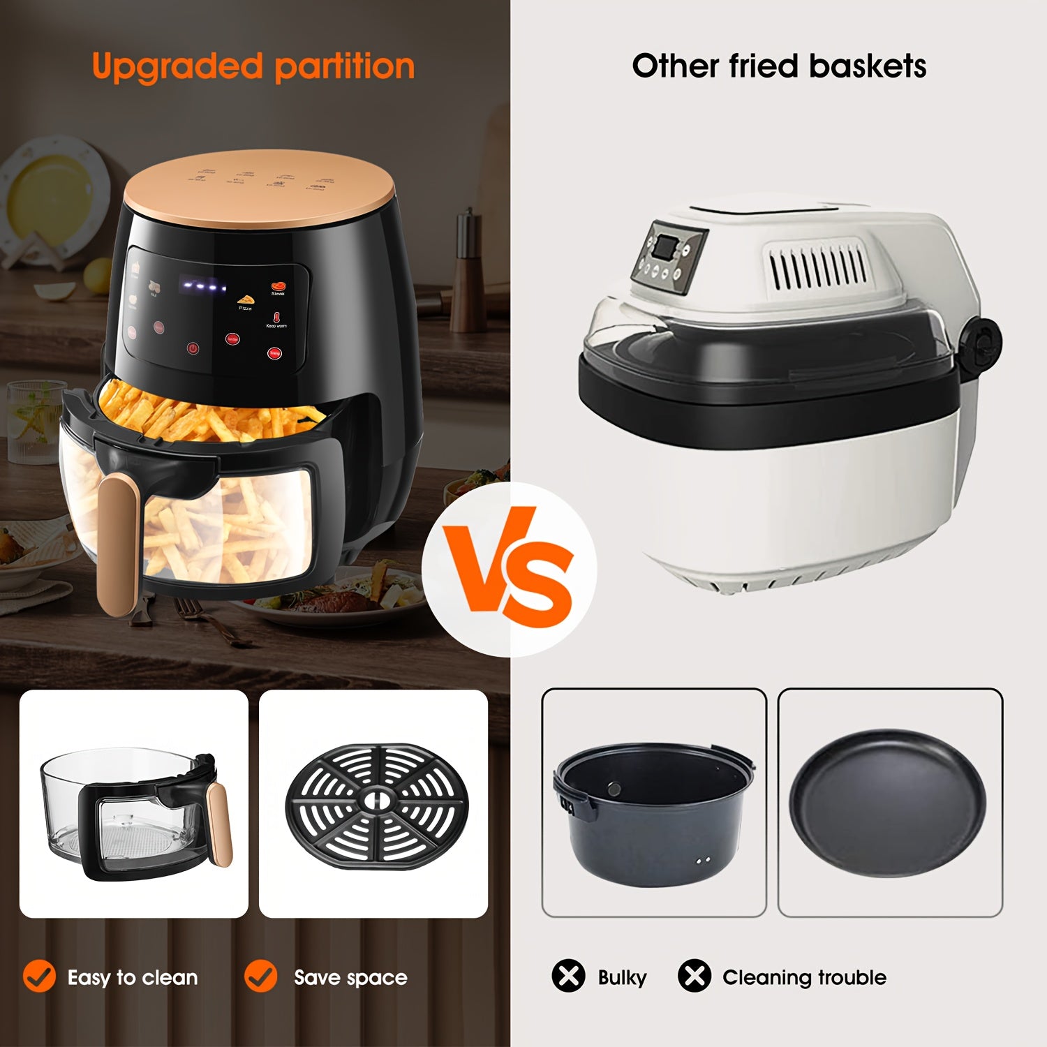 Air Fryer 6L Transparent New Large with Glass, Capacity Touch Screen Multifunction Home - product gallery image 3