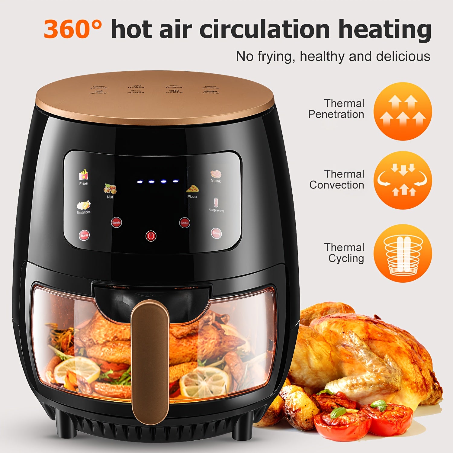 Air Fryer 6L Transparent New Large with Glass, Capacity Touch Screen Multifunction Home - product gallery image 4