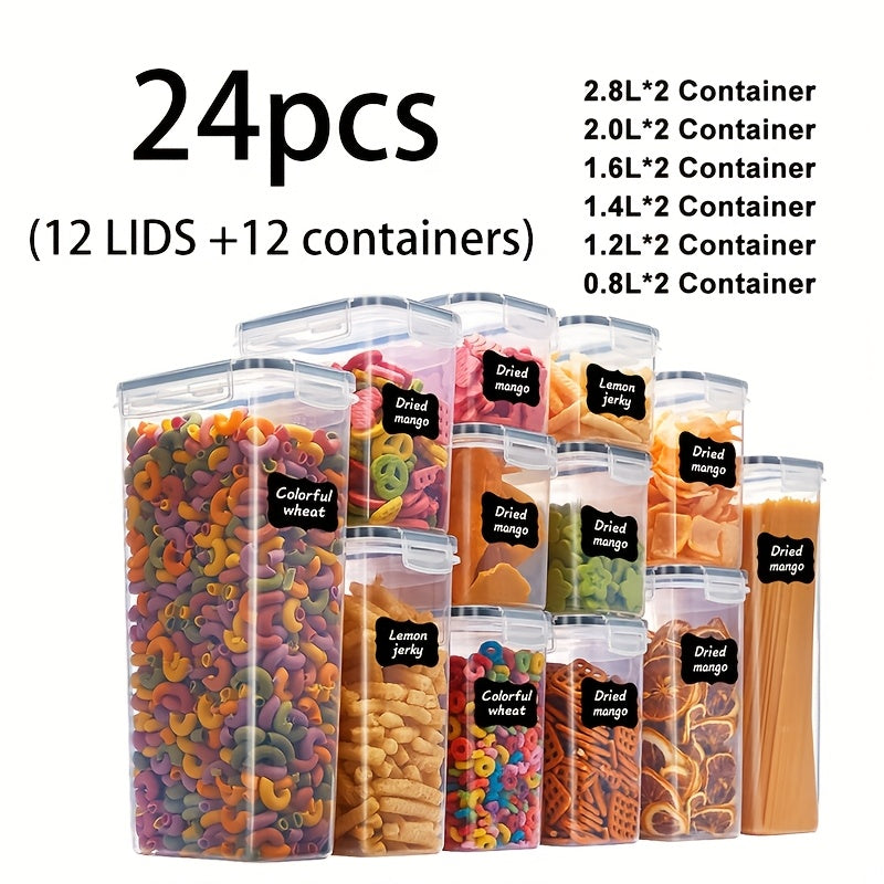 Air-tight Crisper with Lid with Plastic, 84pcs, 48/46/12/60/84pcs Air-tight Label Marker - 24pcs (12 Cans + 12 Caps) option