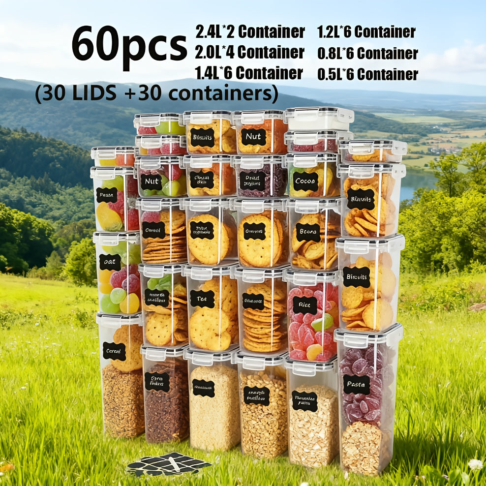 Air-tight Crisper with Lid with Plastic, 84pcs, 48/46/12/60/84pcs Air-tight Label Marker - 60-piece Set option