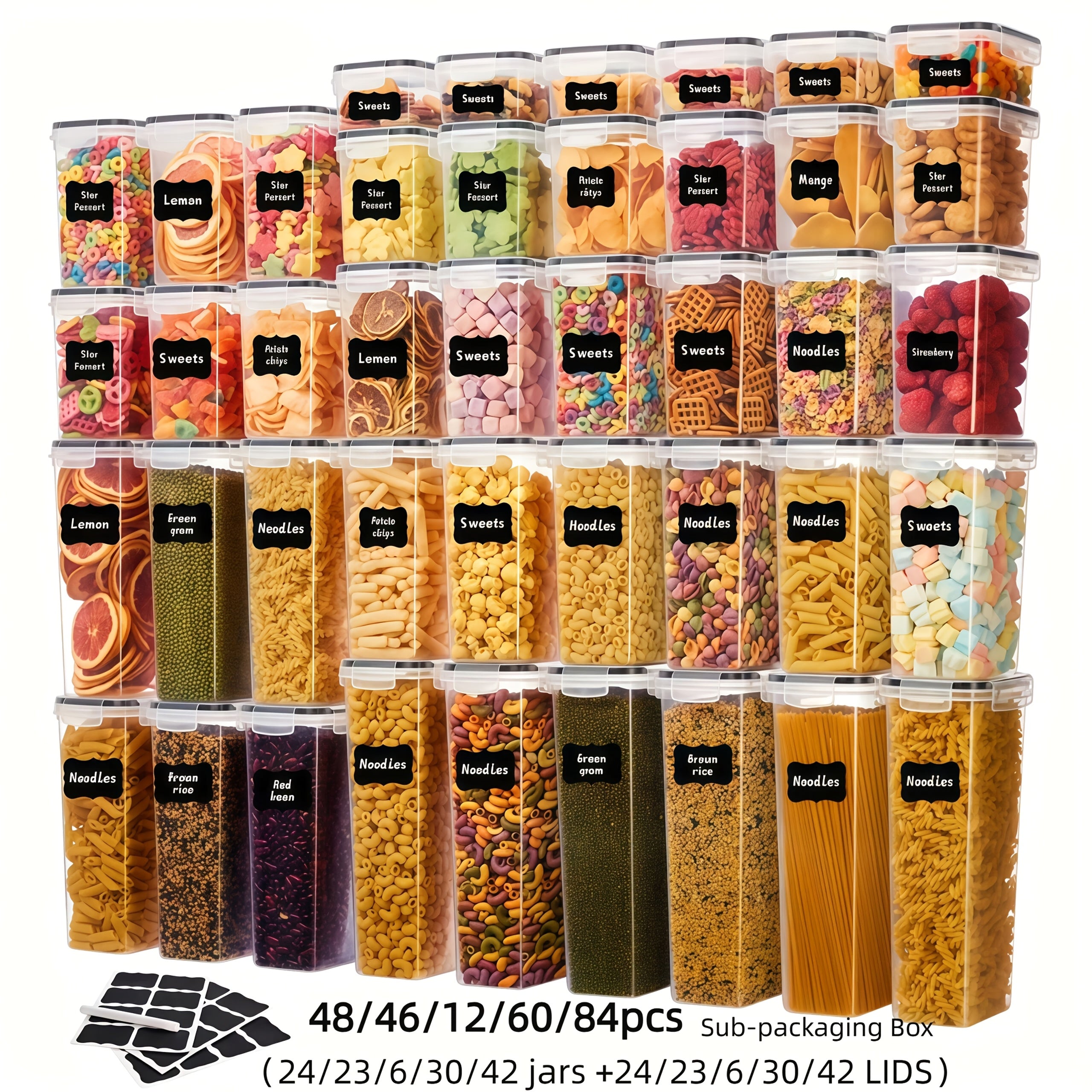 Air-tight Crisper with Lid with Plastic, 84pcs, 48/46/12/60/84pcs Air-tight Label Marker