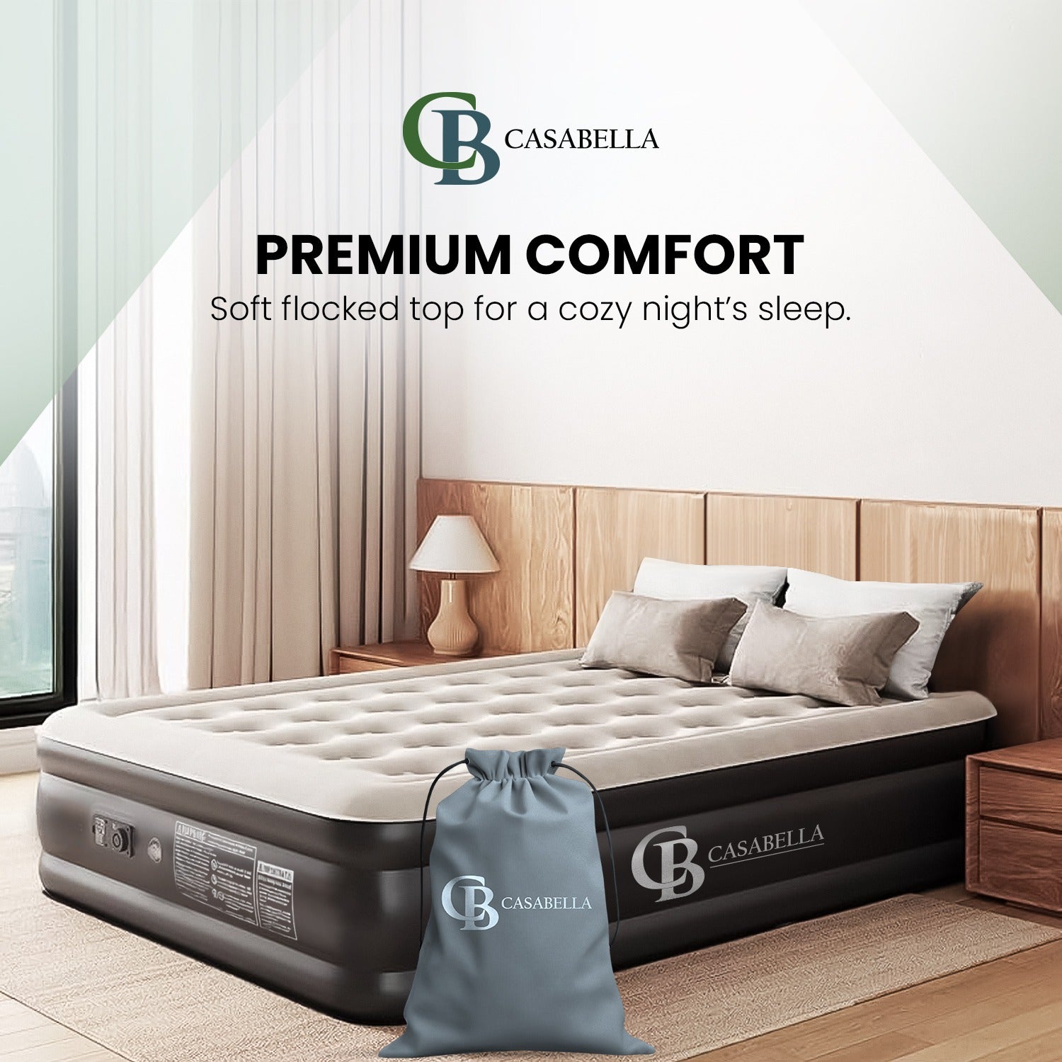Airbed with Foldable, Waterproof, Casabella Built-In Electric Pump - product gallery image 2
