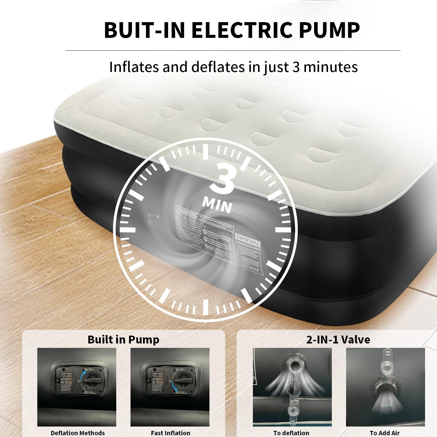Airbed with Foldable, Waterproof, Casabella Built-In Electric Pump - product gallery image 3