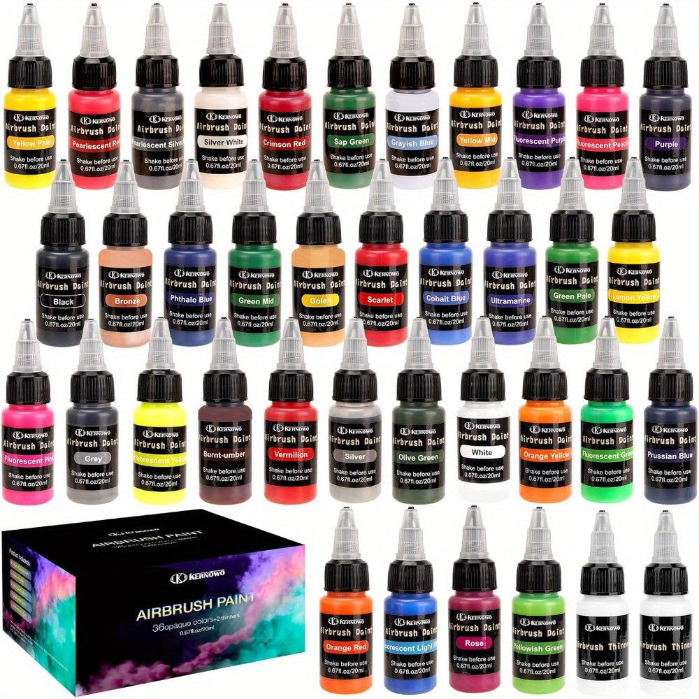 Airbrush Paint with 20ml, Acrylic, Colours Thinners Water-Based Acrylic Bottles