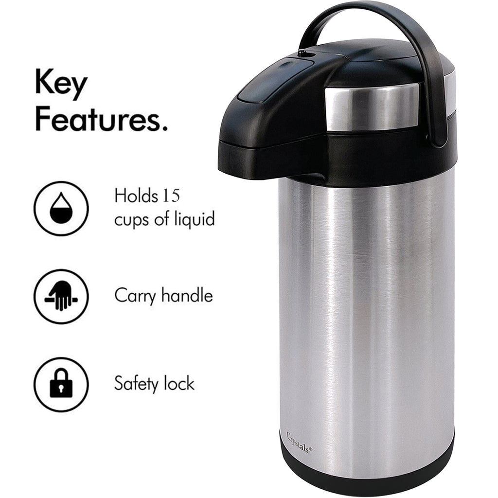 Airpot Flask with Stainless Steel, Crystals Stainless Steel Pump Action or - product gallery image 11