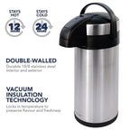 Airpot Flask with Stainless Steel, Crystals Stainless Steel Pump Action or - product gallery image 12