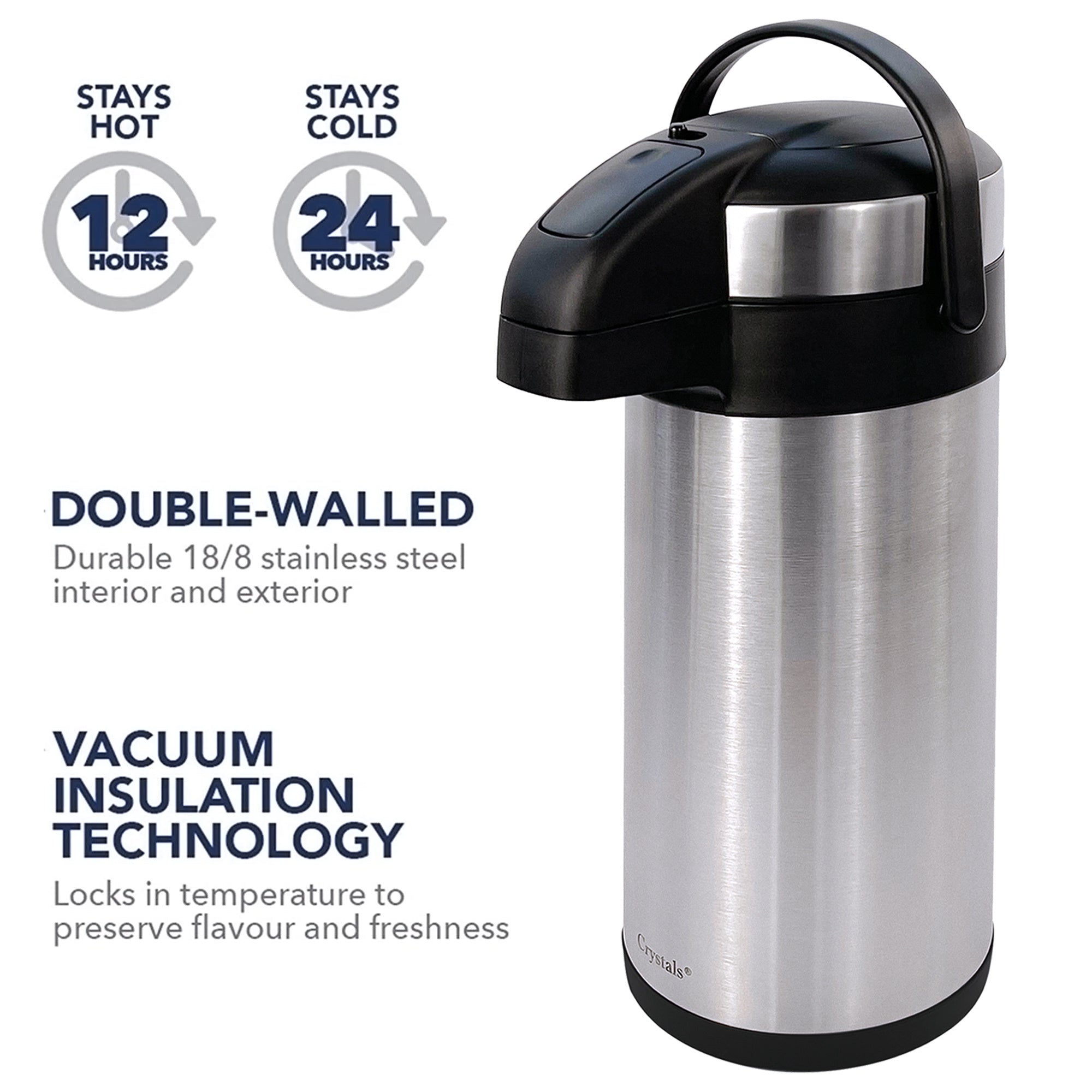 Airpot Flask with Stainless Steel, Crystals Stainless Steel Pump Action or - product gallery image 12