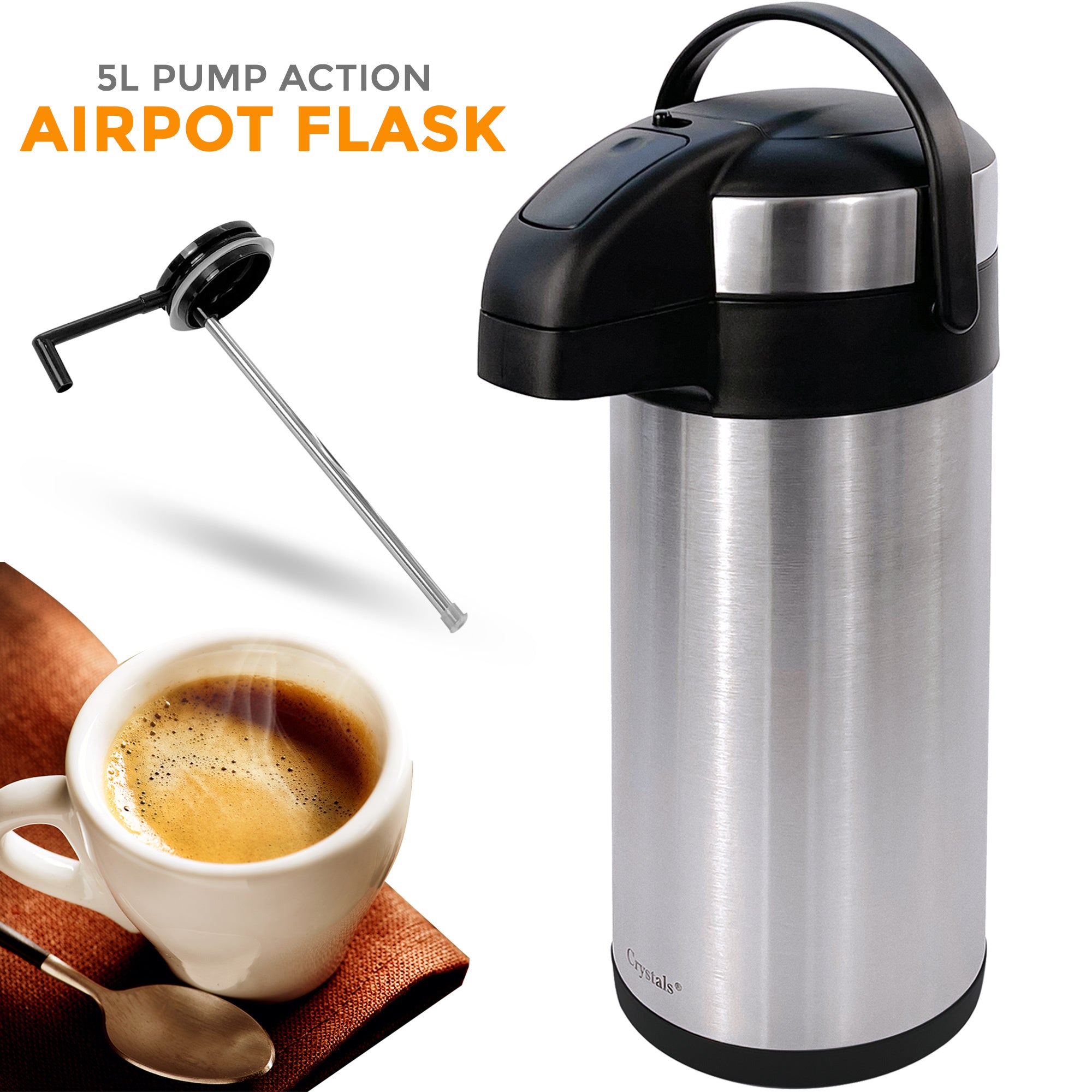 Airpot Flask with Stainless Steel, Crystals Stainless Steel Pump Action or - product gallery image 13