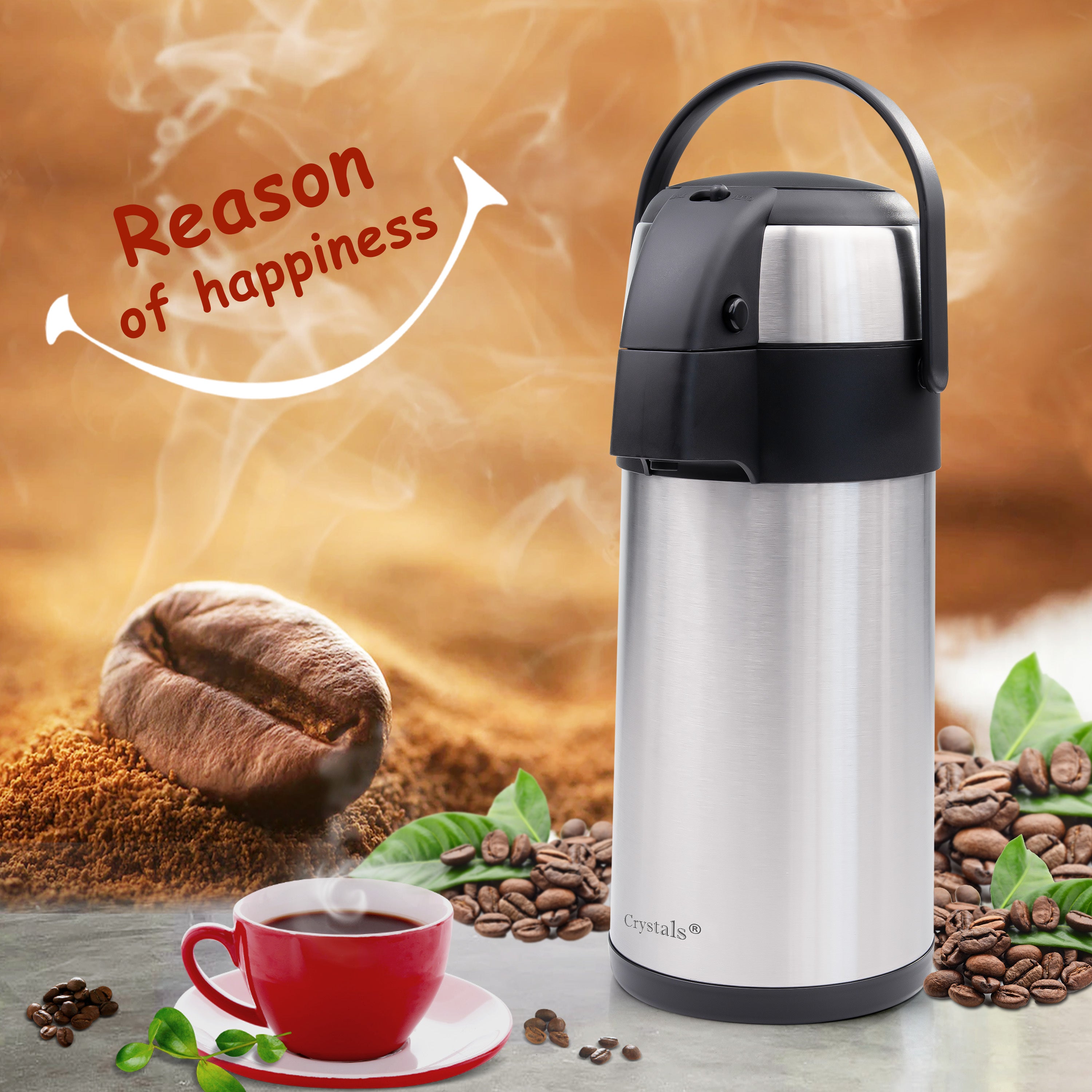 Airpot Flask with Stainless Steel, Crystals Stainless Steel Pump Action or - product gallery image 5