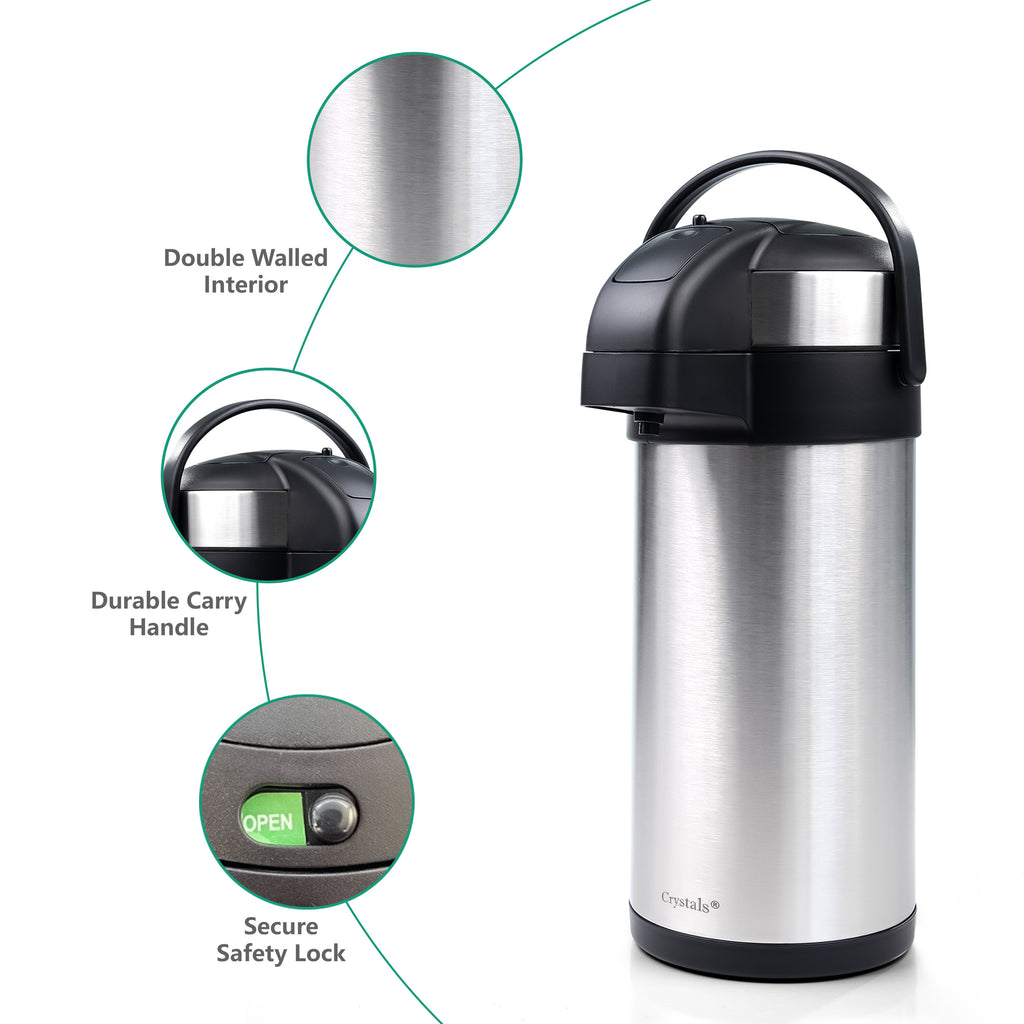 Airpot Flask with Stainless Steel, Crystals Stainless Steel Pump Action or - product gallery image 8