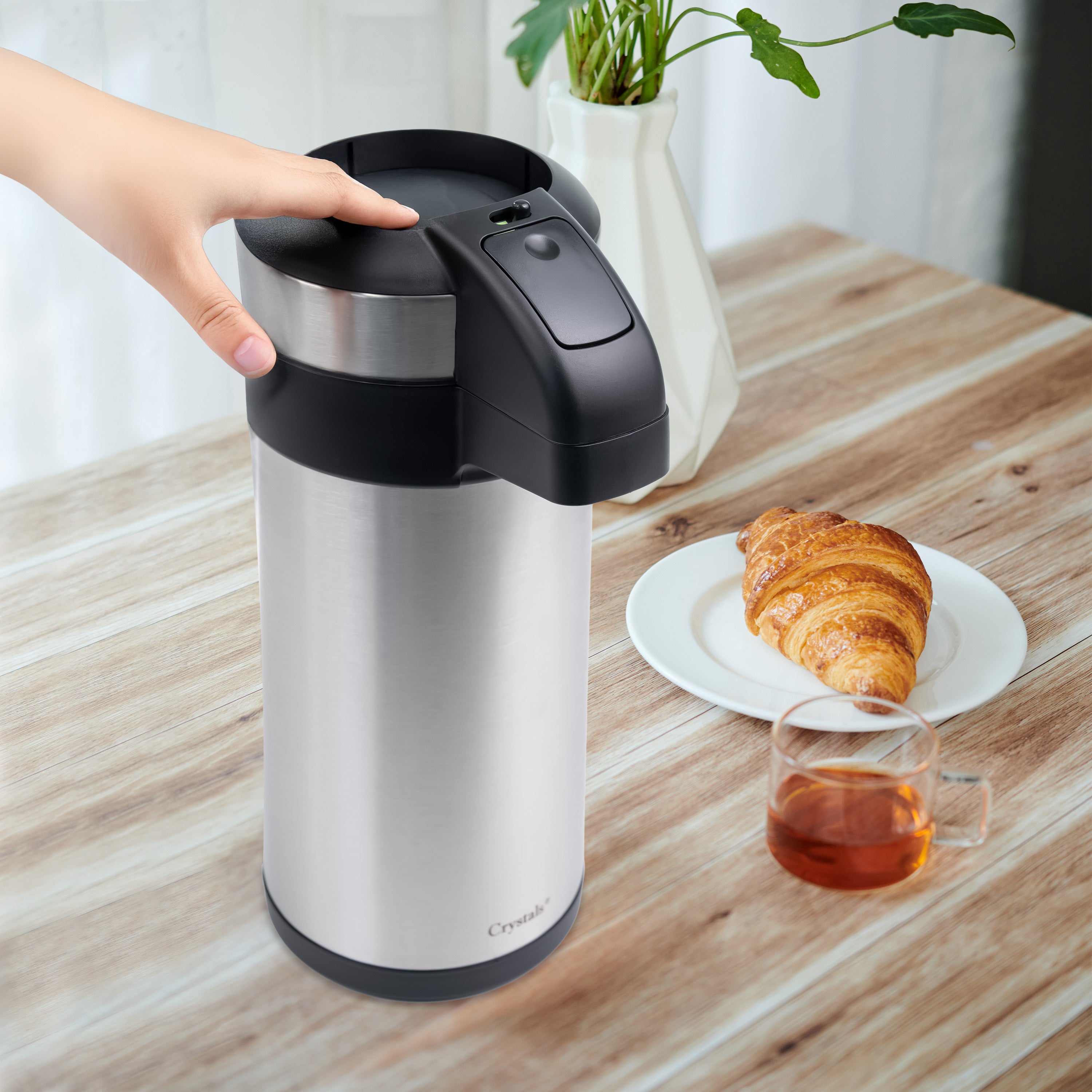 Airpot Flask with Stainless Steel, Crystals Stainless Steel Pump Action or - product gallery image 9