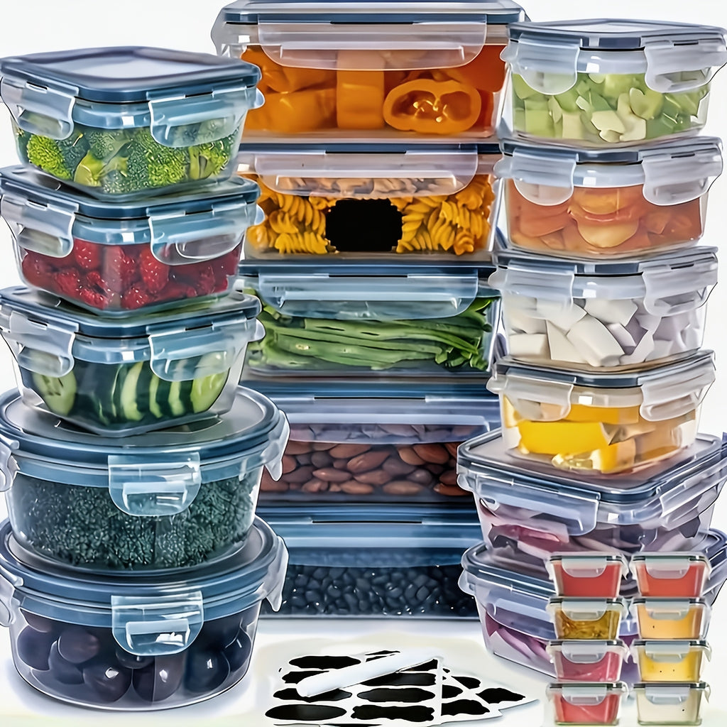 Airtight Food Container Set with 48 Pieces, Stackable Containers or Pieces