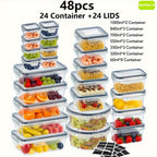 Airtight Food Container Set with 48 Pieces, Stackable Containers or Pieces - Section A option