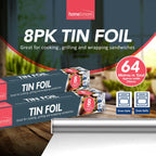 Aluminium Foil Roll with 64m, 29cm, 8 Pack, 64m Kitchen Cutter 8m Non-Stick Silver - product gallery image 3