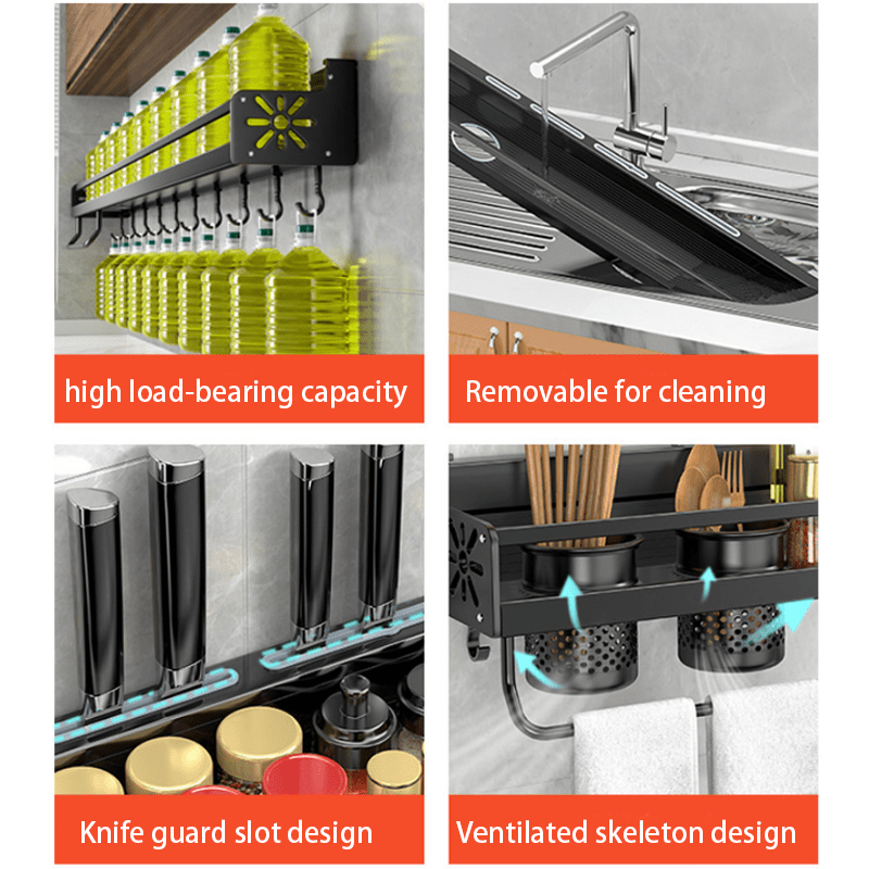 Aluminium Wall-Mounted Kitchen Storage with 1pcs for kitchens - product gallery image 4
