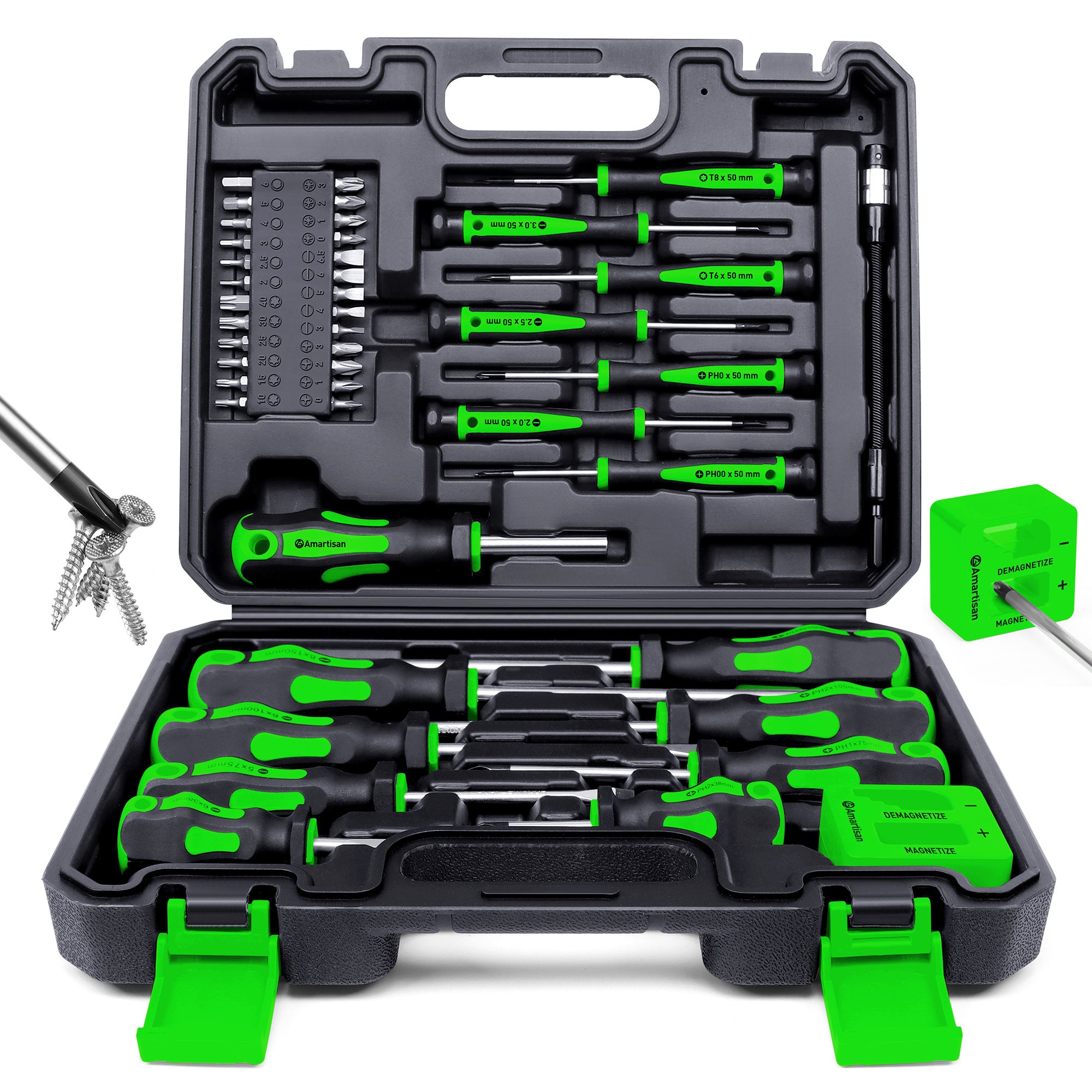 Amartisan 43pcs Magnetic Screwdriver Set with Case, Chrome Vanadium Steel, Includes