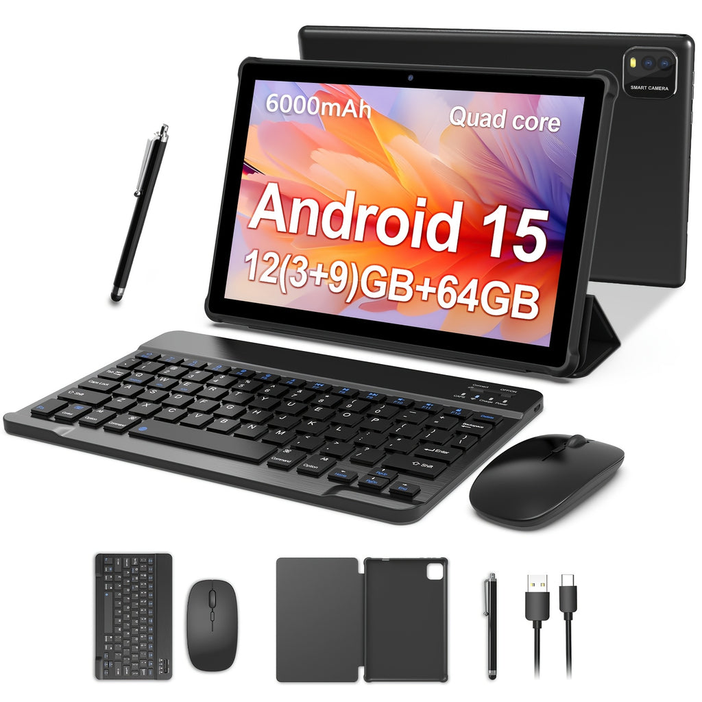 Android Tablet 10.1 Inch 12GB RAM 64GB ROM with Leather, 3GB+64GB