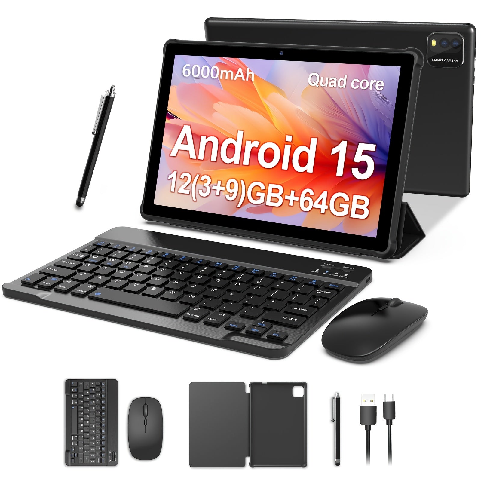 Android Tablet 10.1 Inch 12GB RAM 64GB ROM with Leather, 3GB+64GB