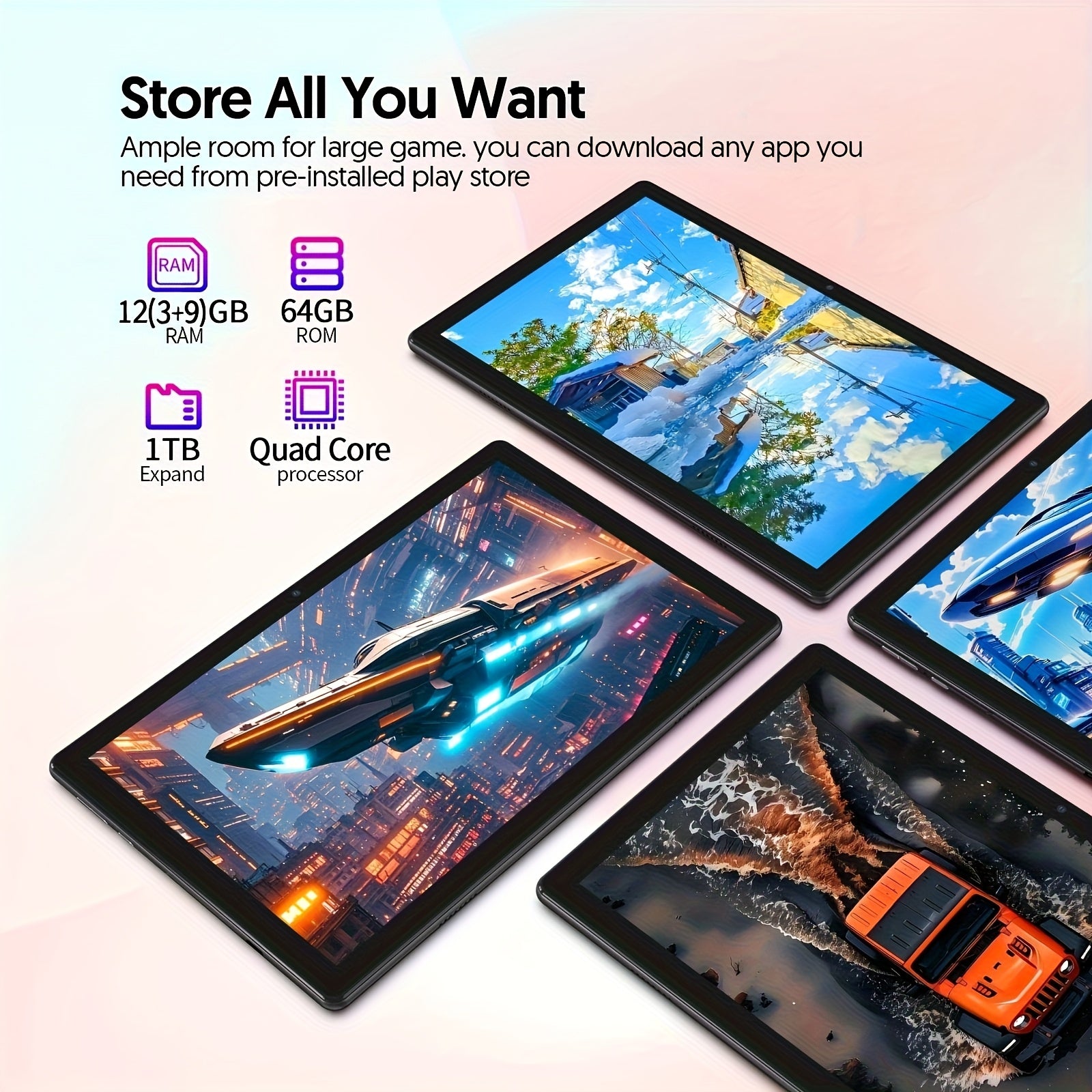 Android Tablet 10.1 Inch 12GB RAM 64GB ROM with Wireless, Leather - product gallery image 3