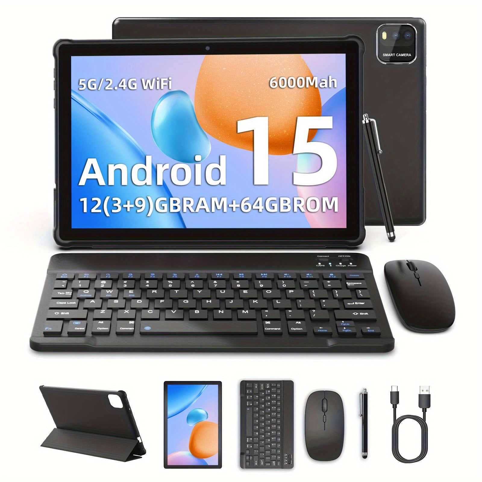 Android Tablet 10.1 Inch 12GB RAM 64GB ROM with Wireless, Leather