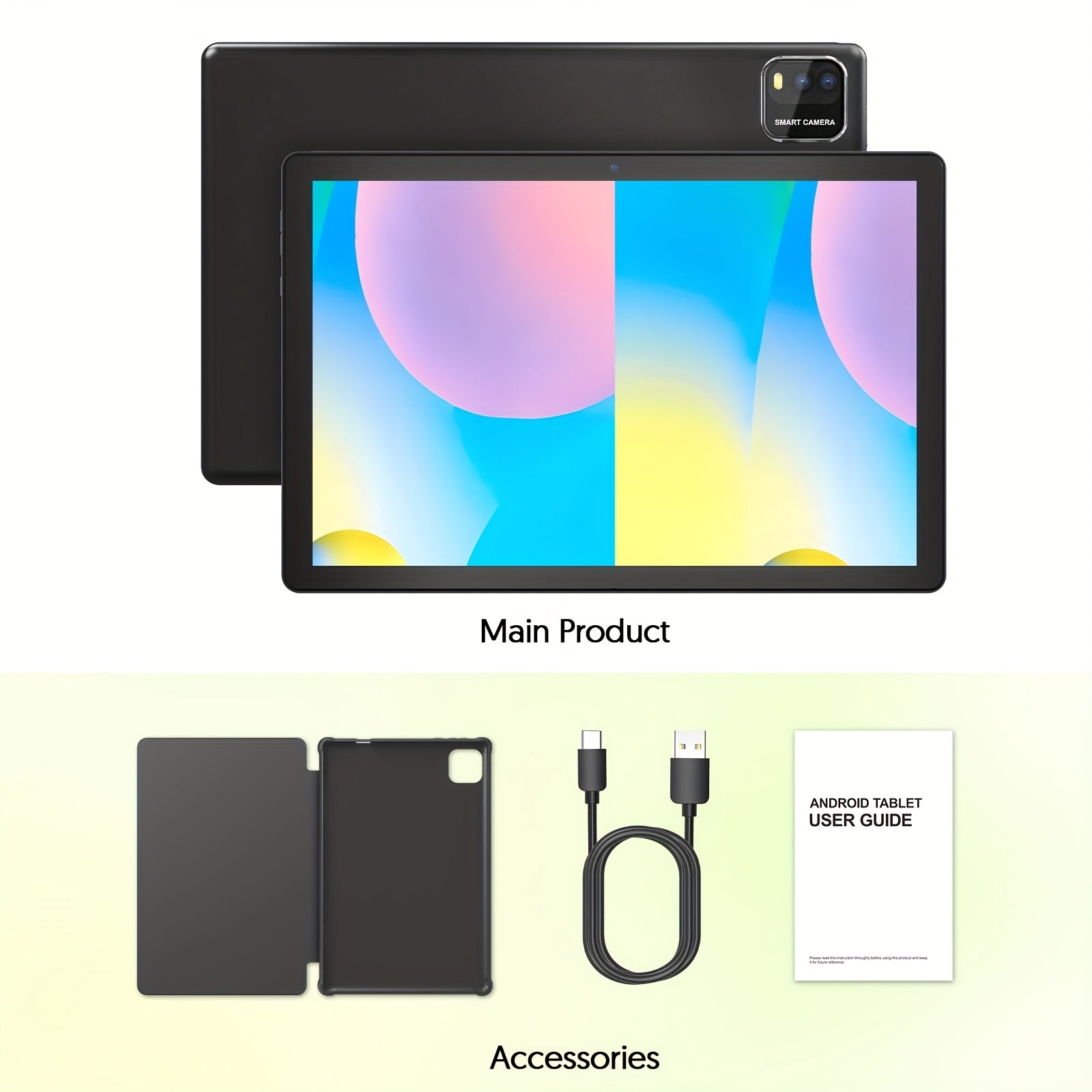 Android Tablet 12GB RAM 64GB ROM 1TB Expandable with Wireless, 3GB+64GB - Black tablet with case, 3GB+64GB option