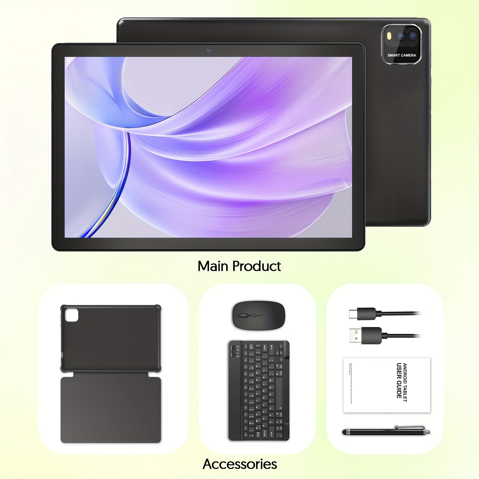Android Tablet 12GB RAM 64GB ROM 1TB Expandable with Wireless, 3GB+64GB - Black tablet with keyboard set, 3GB+64GB option