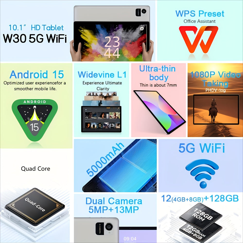 Android Tablet CRELANDER 2-in-1 12GB RAM 128GB ROM with Wireless