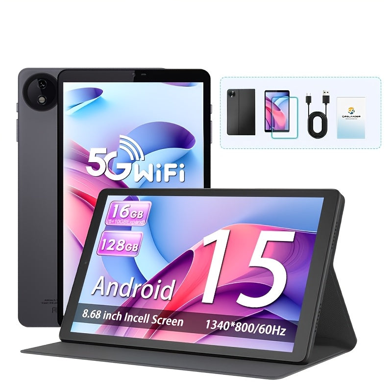 Android Tablet CRELANDER 2-in-1 8.68 Inch Keyboard 16GB with Wireless, 128GB - Gray Case, 6GB+128GB option