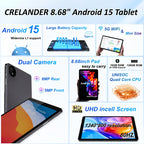 Android Tablet CRELANDER 8.68 Inch 16GB RAM 128GB for travel - product gallery image 3