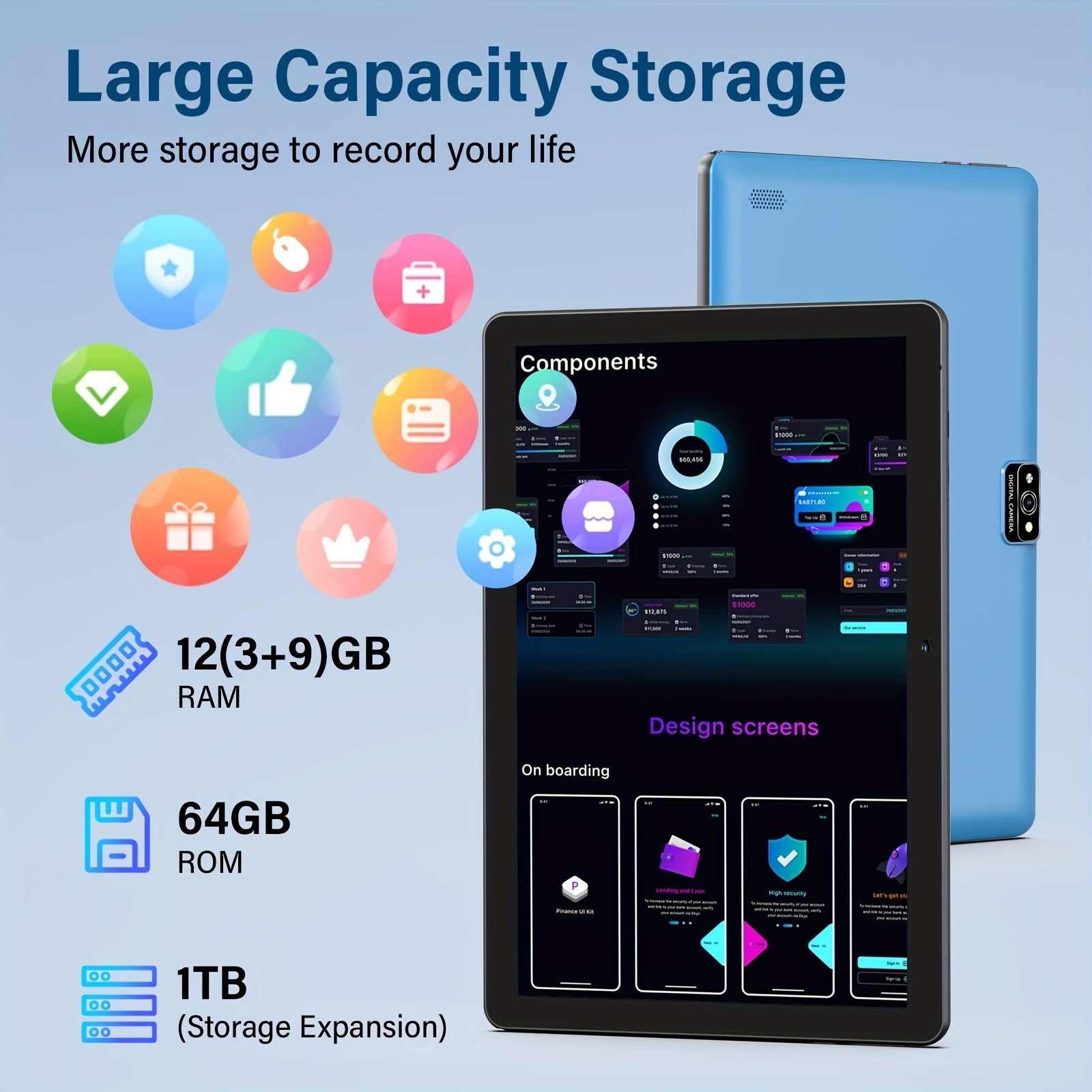 Android Tablet Inch 12GB RAM 64GB ROM 1TB with 3GB+64GB - product gallery image 4