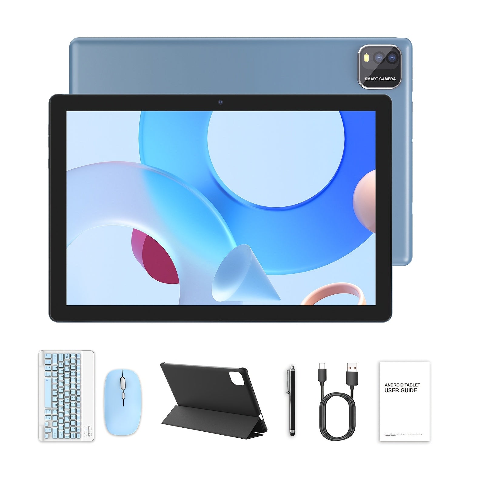 Android Tablet Inch 12GB RAM 64GB ROM 1TB with Wireless - Blue + Blue Keyboard Set option