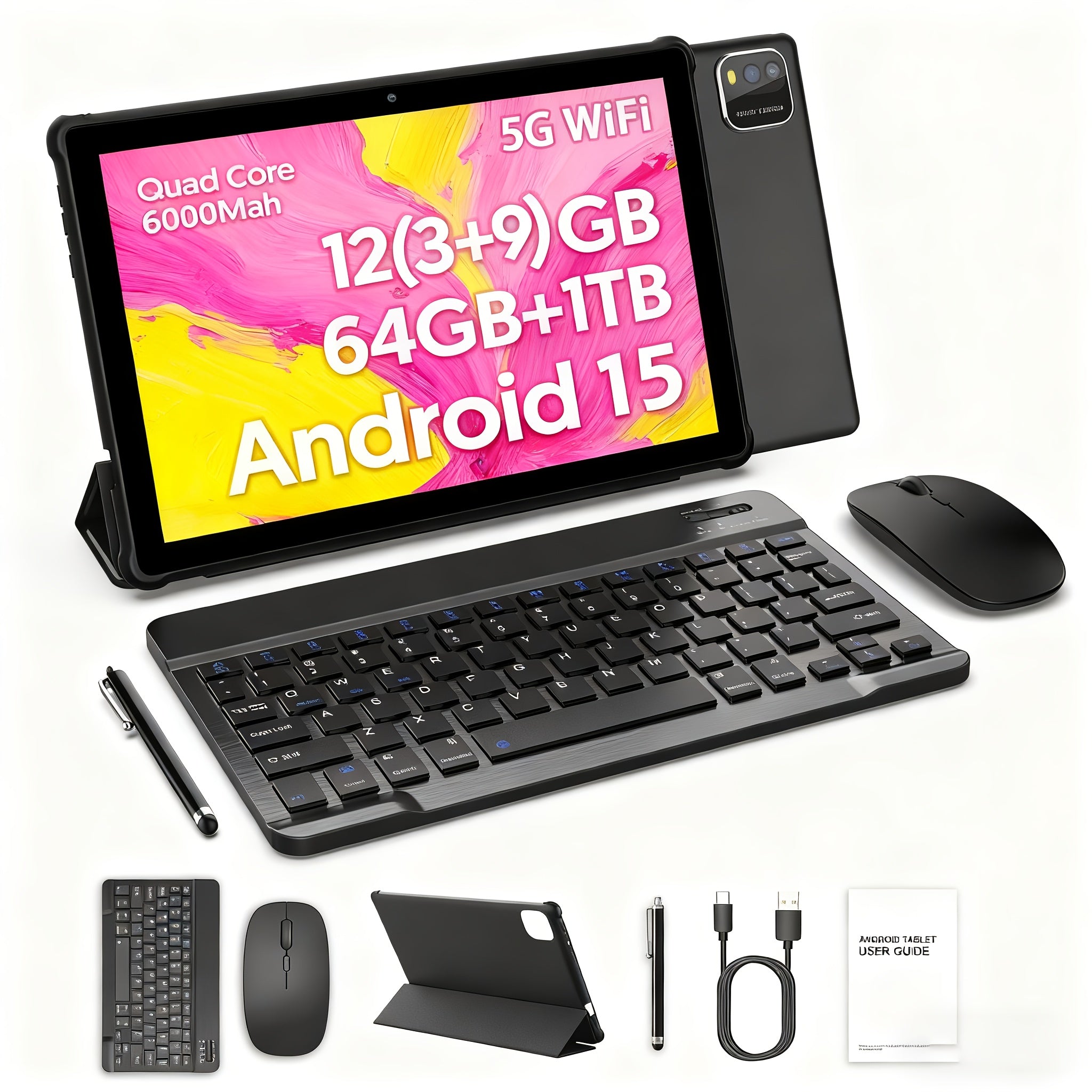 Android Tablet Inch 12GB RAM 64GB ROM 1TB with Wireless, Leather