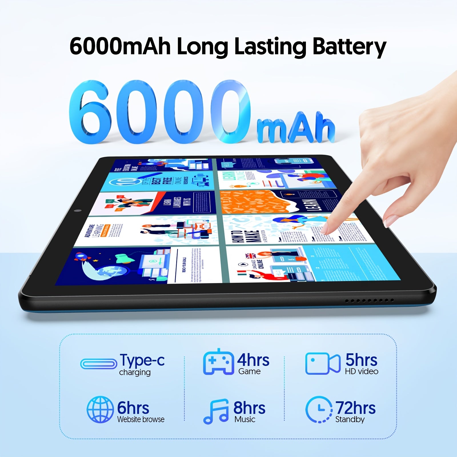 Android Tablet Inch 2-in-1 Keyboard Case Stylus 7GB with Wireless, 64GB - product gallery image 5
