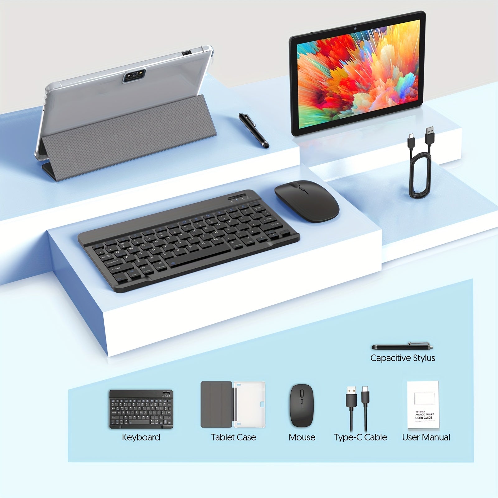 Android Tablet Inch 2-in-1 Keyboard Case Stylus 7GB with Wireless, 64GB - product gallery image 6