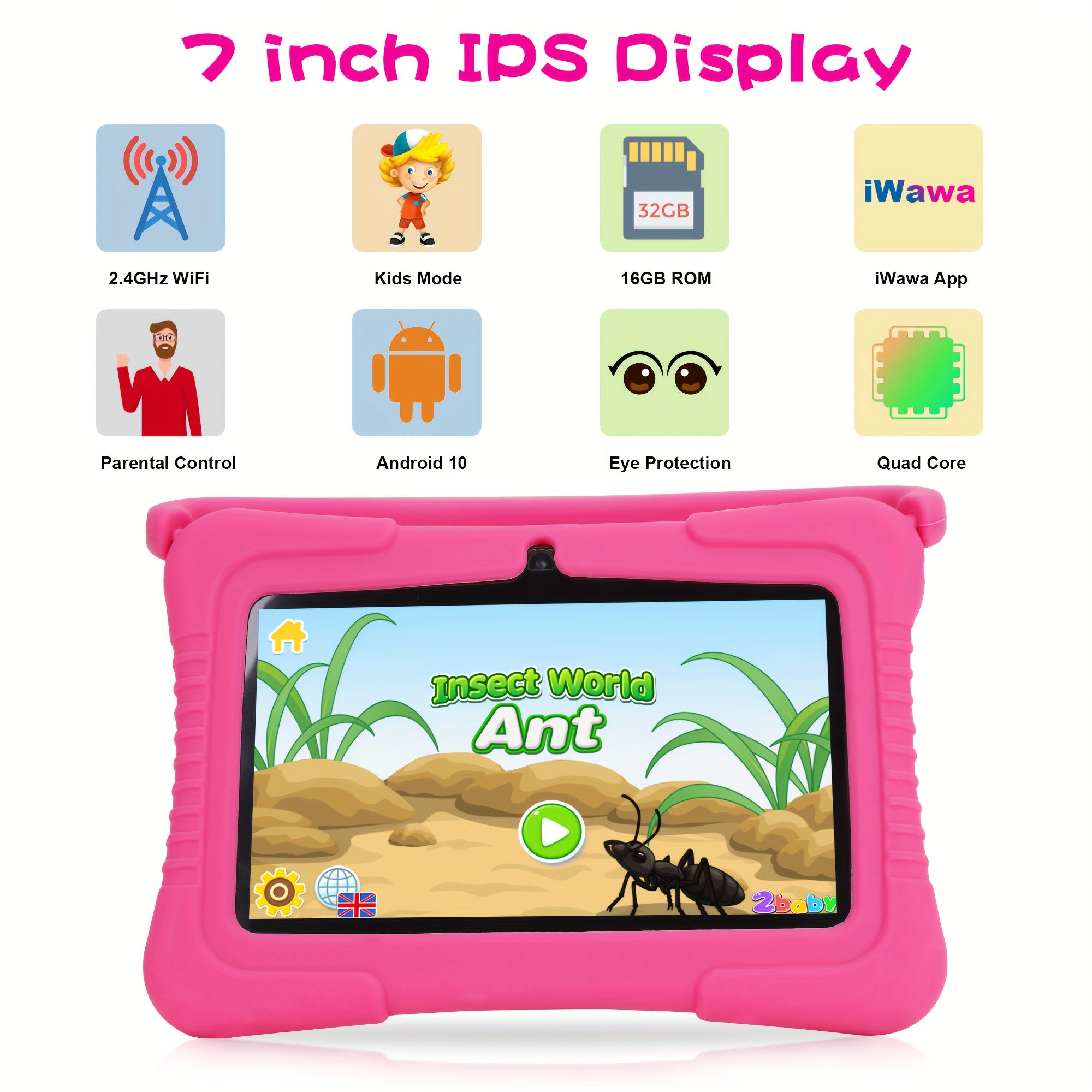 Android Tablet Veidoo Inch Kids 1GB RAM 16GB with Silicone, 1+16GB - product gallery image 6