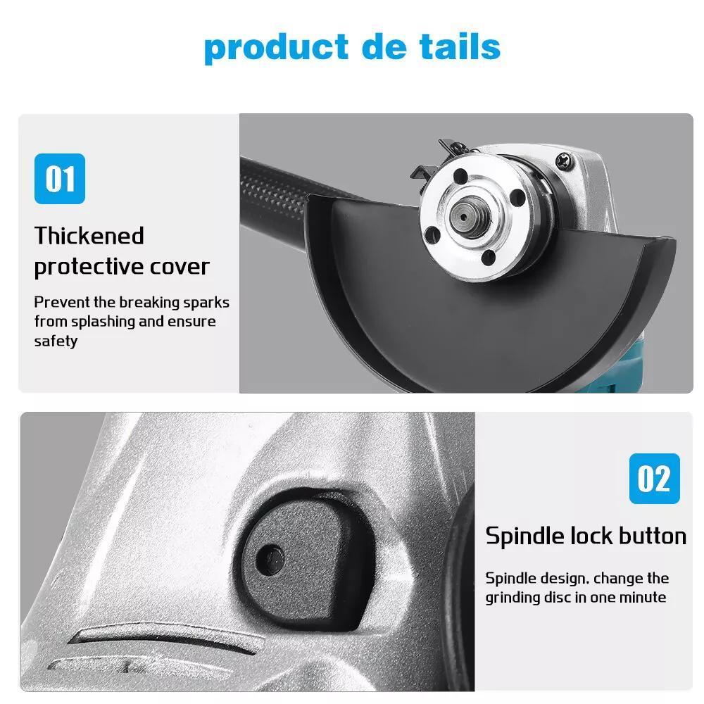 Angle Grinder with Wireless, Wheels, 125mm, Metal for gardens and patios - product gallery image 12