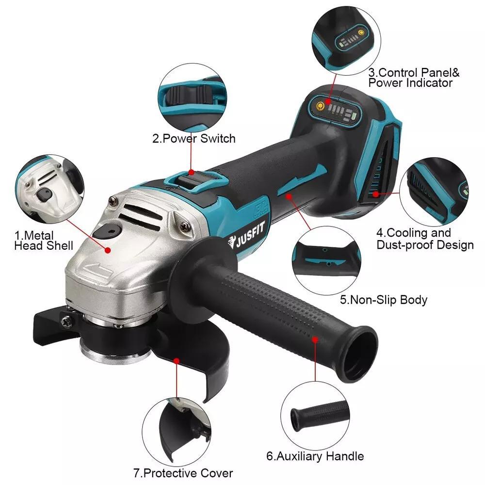 Angle Grinder with Wireless, Wheels, 125mm, Metal for gardens and patios - product gallery image 6