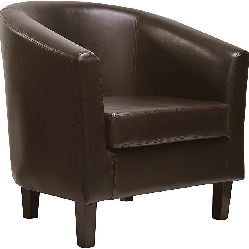 Armchair with Leather, PU Leather Tub Chair Upholstered Club - Brown option