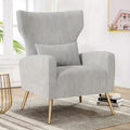 Armchair with Metal, Velvet Wing Chair Cushion Pillow Golden - Grey, 1 set option